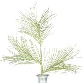 28" Glitter Pine Needle Spray: Lime