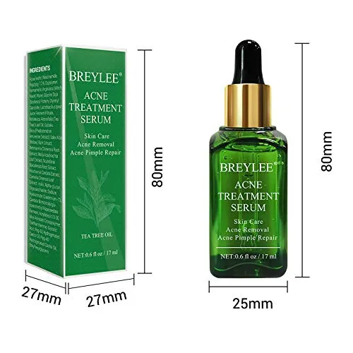 Acne Treatment Serum, BREYLEE Tea Tree Clear Skin Serum for Clearing Severe Acne, Breakout, Remover Pimple and Repair Skin (17ml,0.6oz)