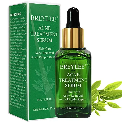 Acne Treatment Serum, BREYLEE Tea Tree Clear Skin Serum for Clearing Severe Acne, Breakout, Remover Pimple and Repair Skin (17ml,0.6oz)