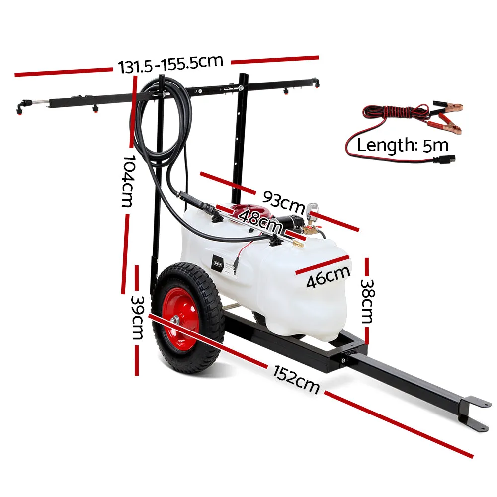 ATV Garden Weed Sprayer W/ Trailer Rear Boom Water Weed Fertilise Pump Spray 100L Tank