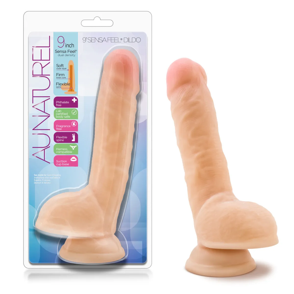 Au Naturel By Blush® | Realistic Beige 9-Inch Long Dildo With Balls & Suction Cup Base