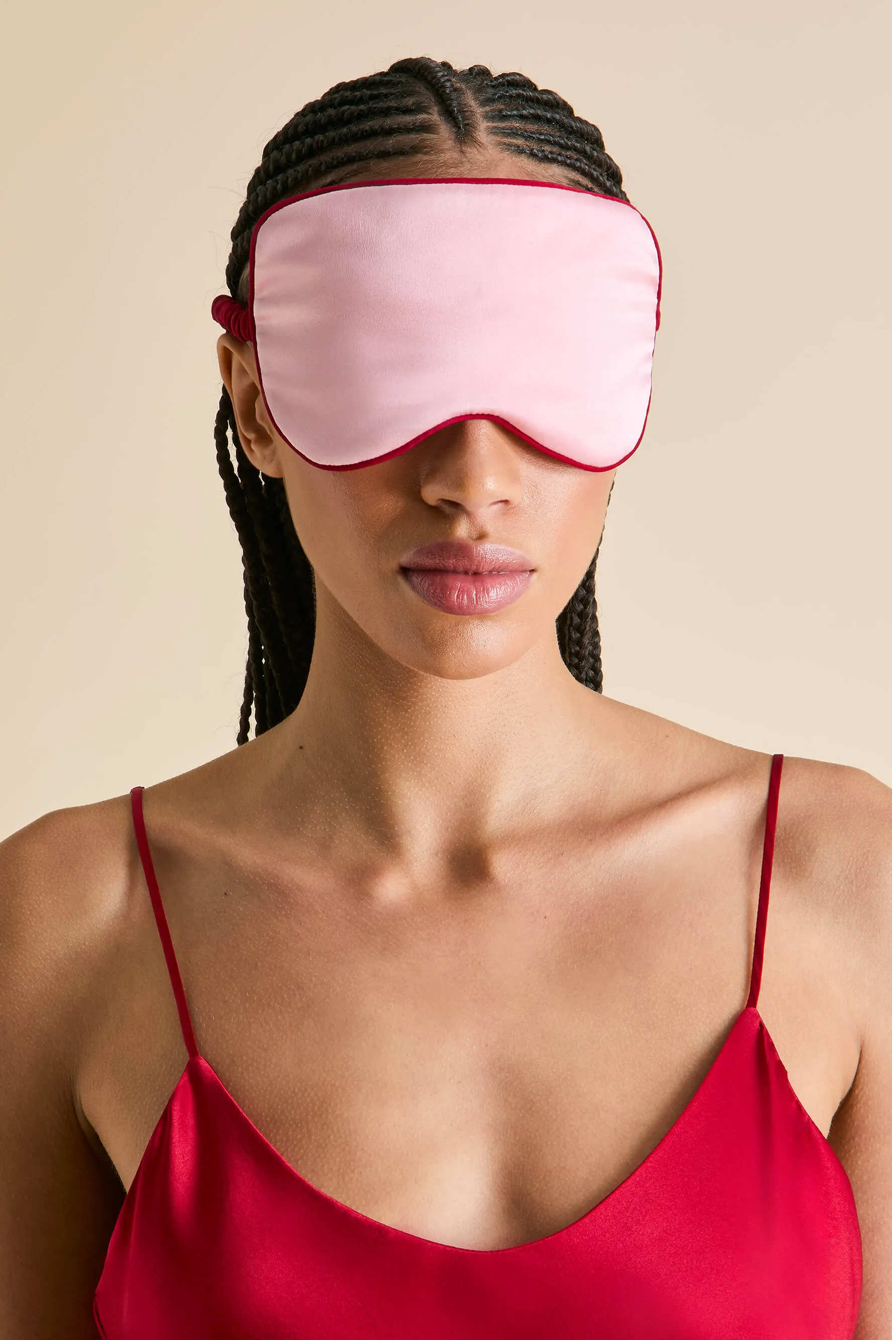 Audrey Blush Pink Eye Mask in Silk Satin