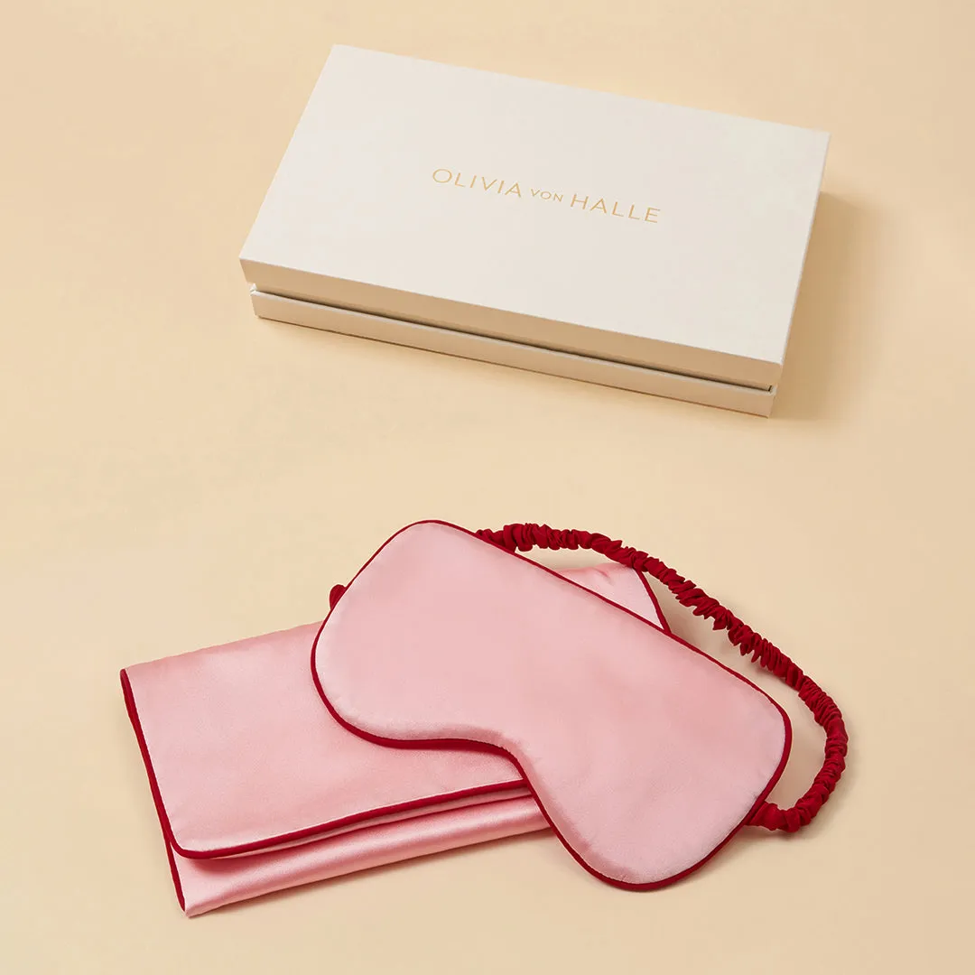 Audrey Blush Pink Eye Mask in Silk Satin