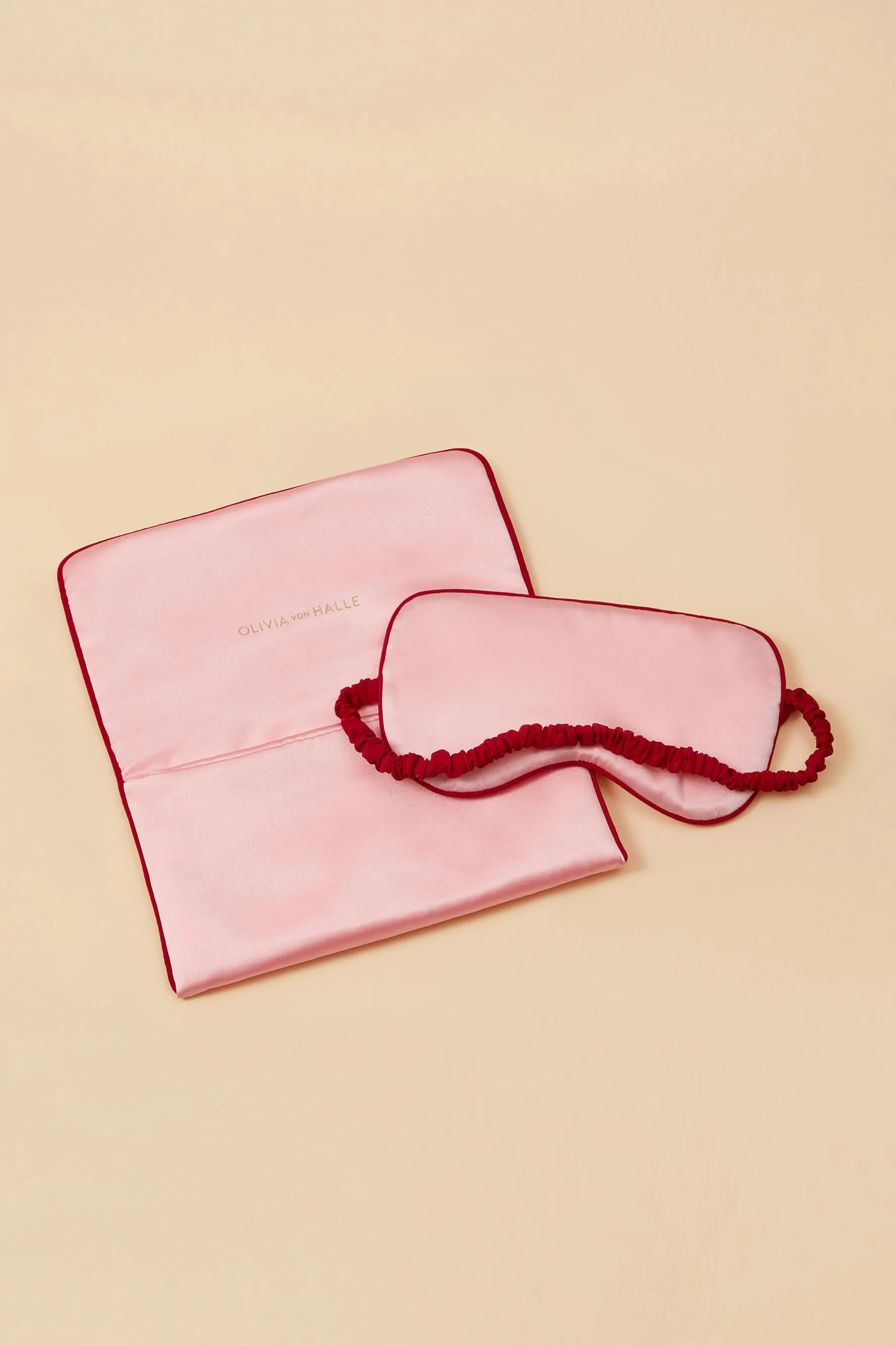 Audrey Blush Pink Eye Mask in Silk Satin