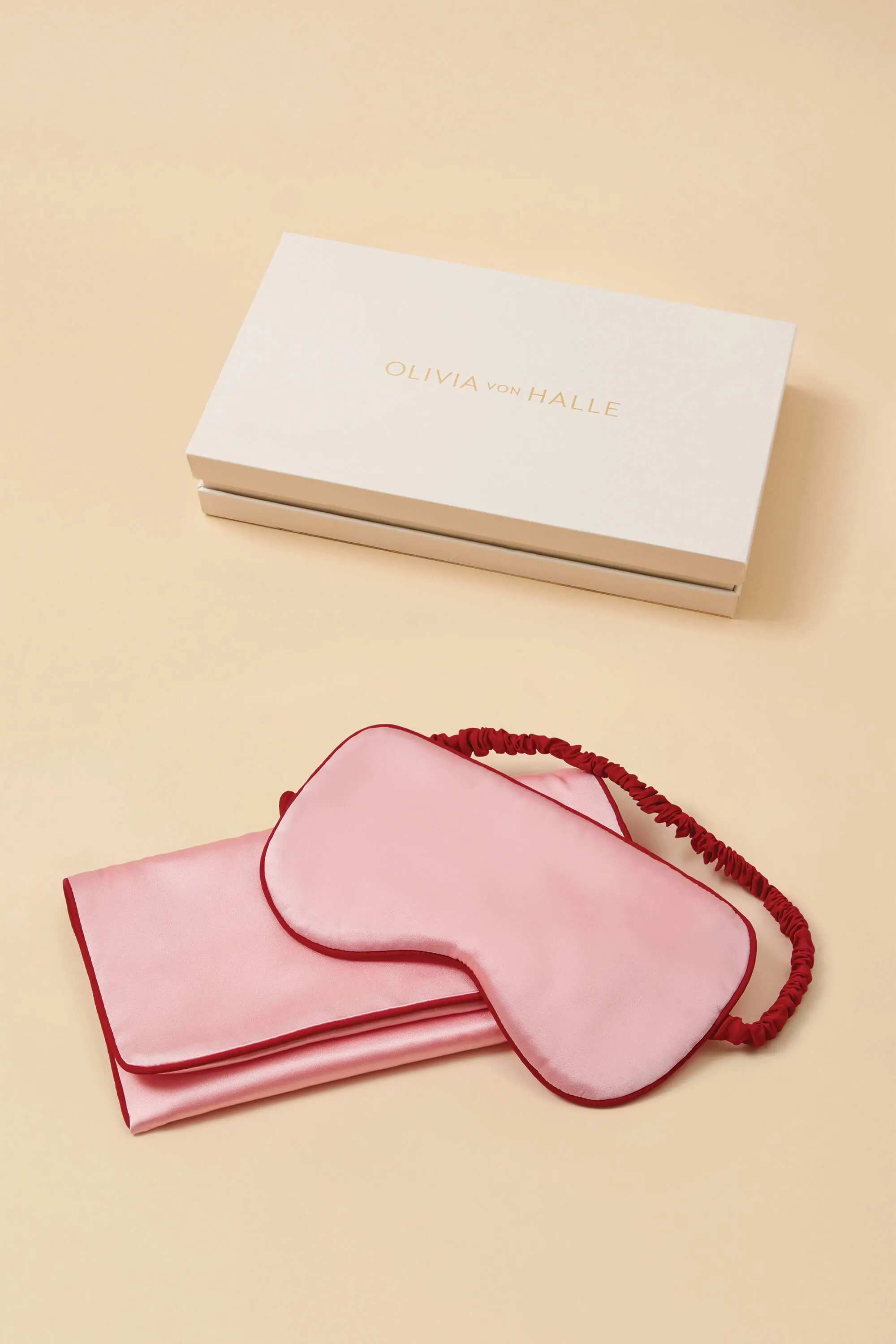 Audrey Blush Pink Eye Mask in Silk Satin