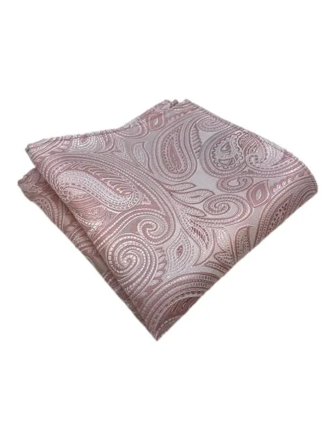 Blush Pink and Rose Gold Paisley Pocket Square