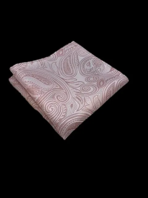 Blush Pink and Rose Gold Paisley Pocket Square