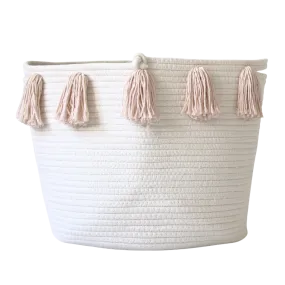 Blush Tassel Basket - Large