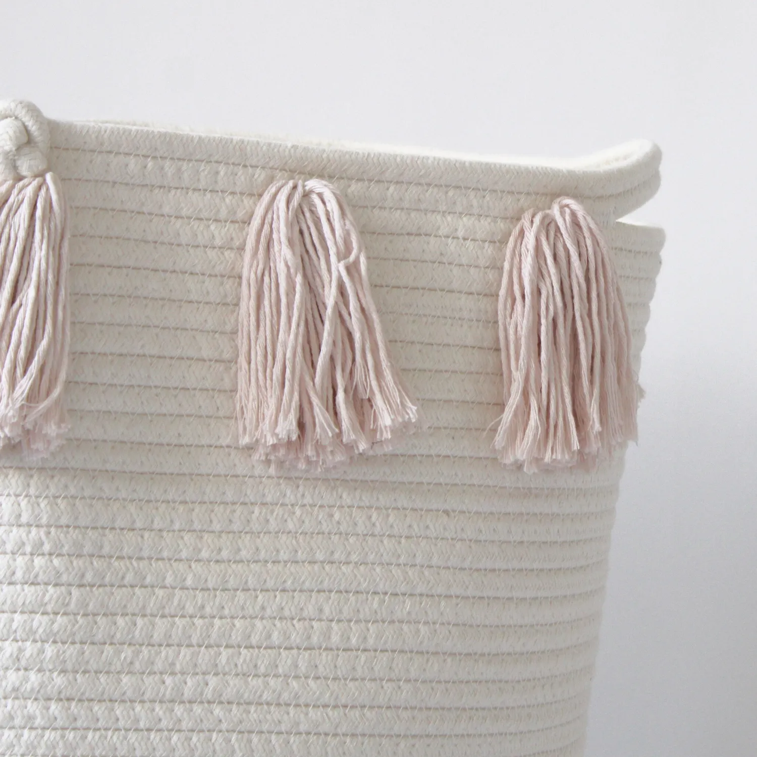 Blush Tassel Basket - Large