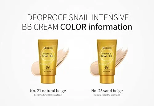 Deoproce Pearl Shining BB Cream Snail Galac SPF50 /PA    Face Moisturizer Skin Tone Correction Blemish Covering UVA/UVB Block reduction Korean Makeup Anti Wrinkle (#21 Natural Beige)