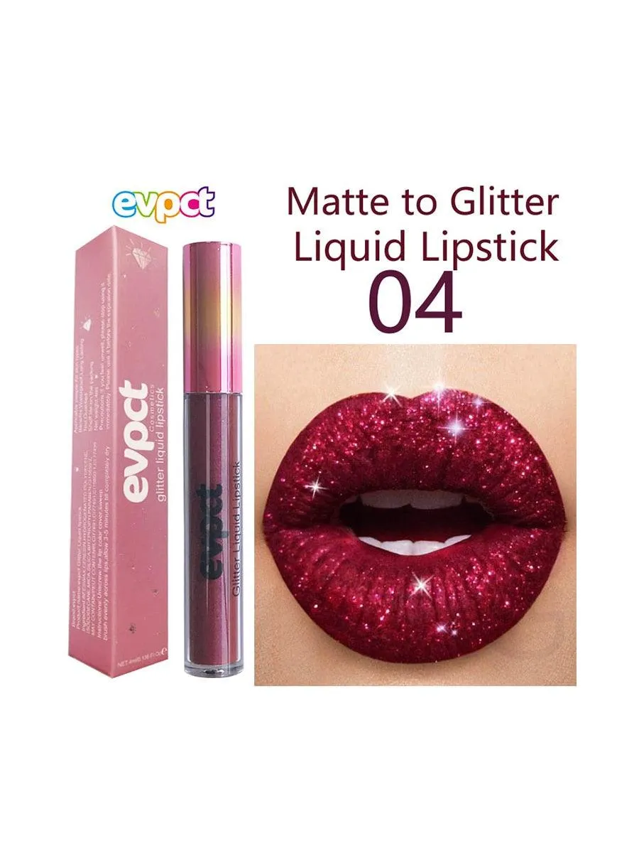 Diamond Glitter Shimmer Lip Gloss Liquid to Matte Lipstick Long Lasting Waterproof Lipgloss Lip Makeup