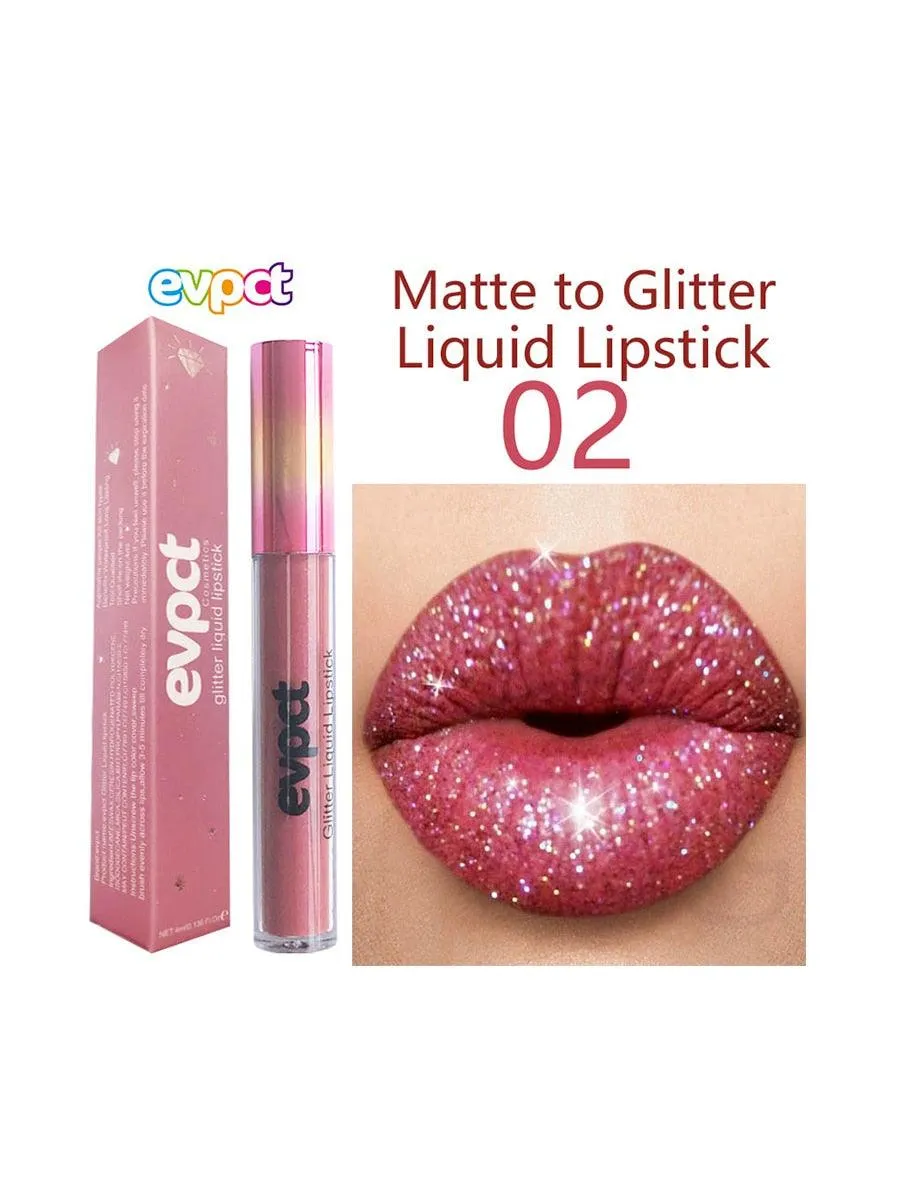 Diamond Glitter Shimmer Lip Gloss Liquid to Matte Lipstick Long Lasting Waterproof Lipgloss Lip Makeup