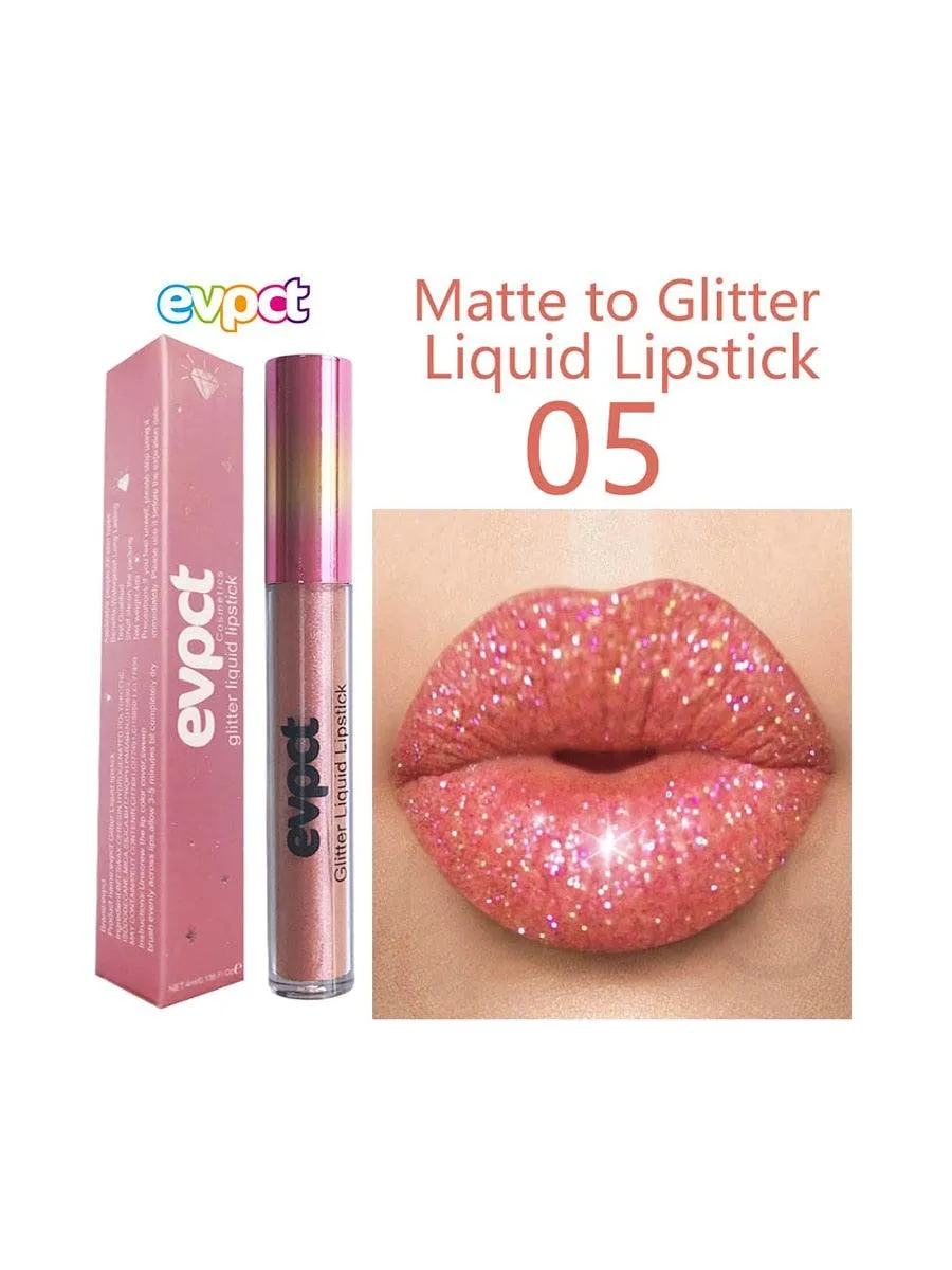 Diamond Glitter Shimmer Lip Gloss Liquid to Matte Lipstick Long Lasting Waterproof Lipgloss Lip Makeup