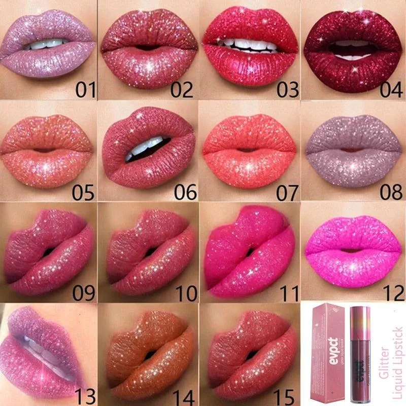 Diamond Glitter Shimmer Lip Gloss Liquid to Matte Lipstick Long Lasting Waterproof Lipgloss Lip Makeup