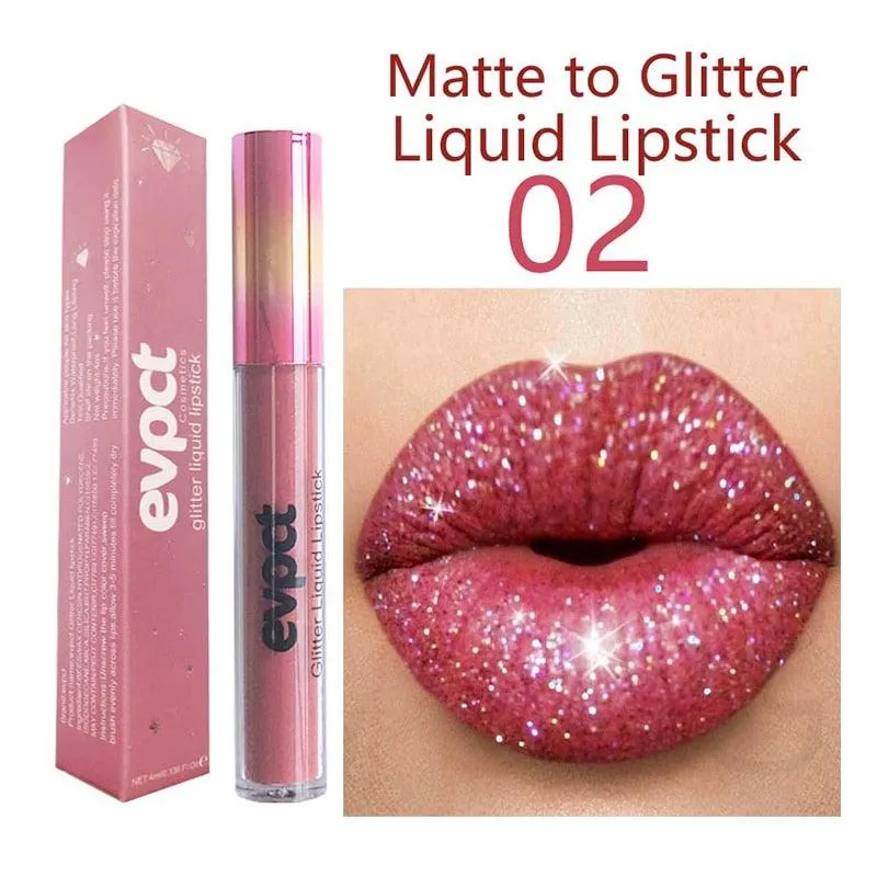 Diamond Glitter Shimmer Lip Gloss Liquid to Matte Lipstick Long Lasting Waterproof Lipgloss Lip Makeup