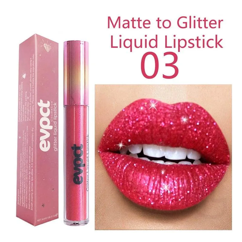 Diamond Glitter Shimmer Lip Gloss Liquid to Matte Lipstick Long Lasting Waterproof Lipgloss Lip Makeup