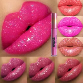 Diamond Glitter Shimmer Lip Gloss Liquid to Matte Lipstick Long Lasting Waterproof Lipgloss Lip Makeup