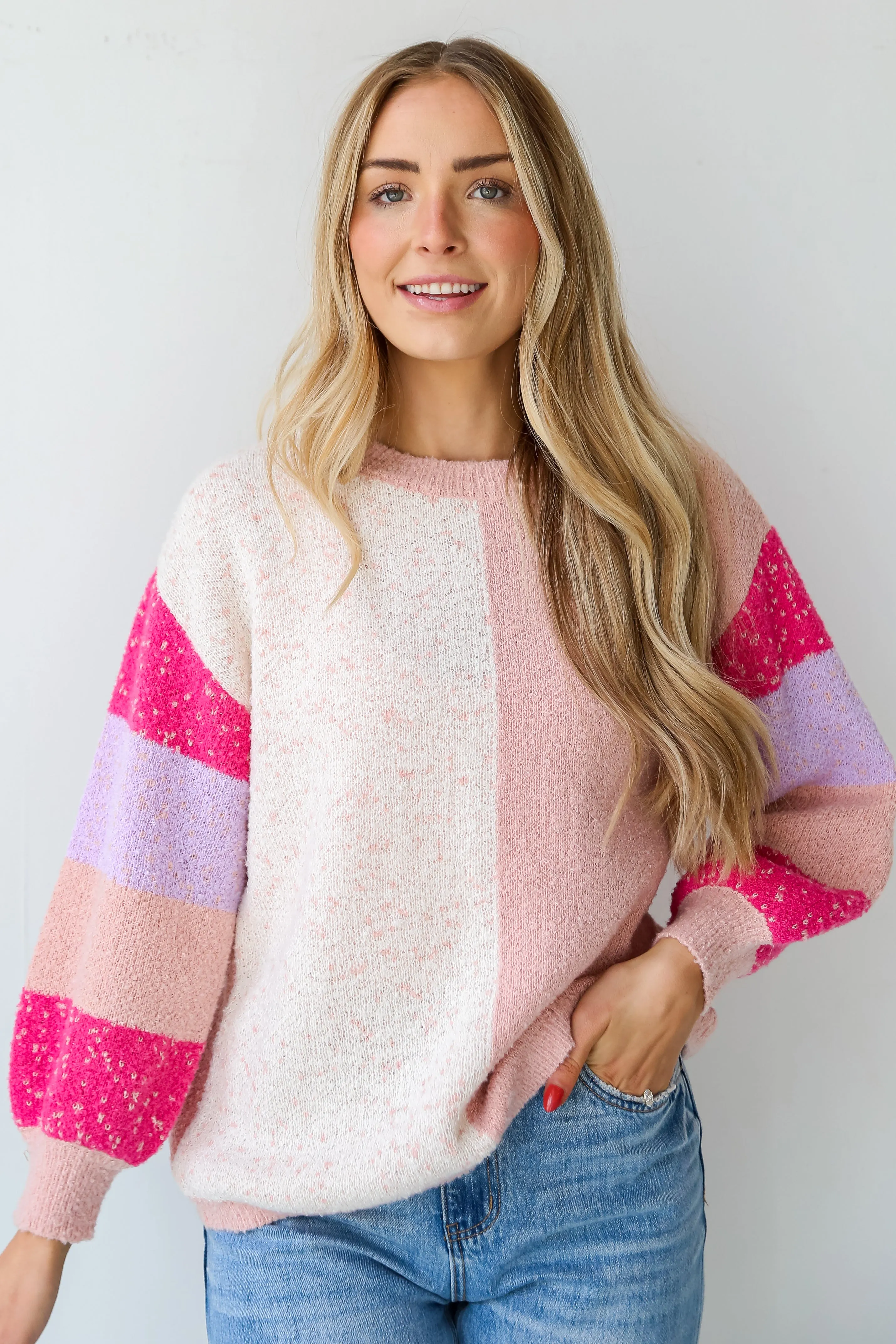 FINAL SALE - Charming Icon Blush Color Block Sweater