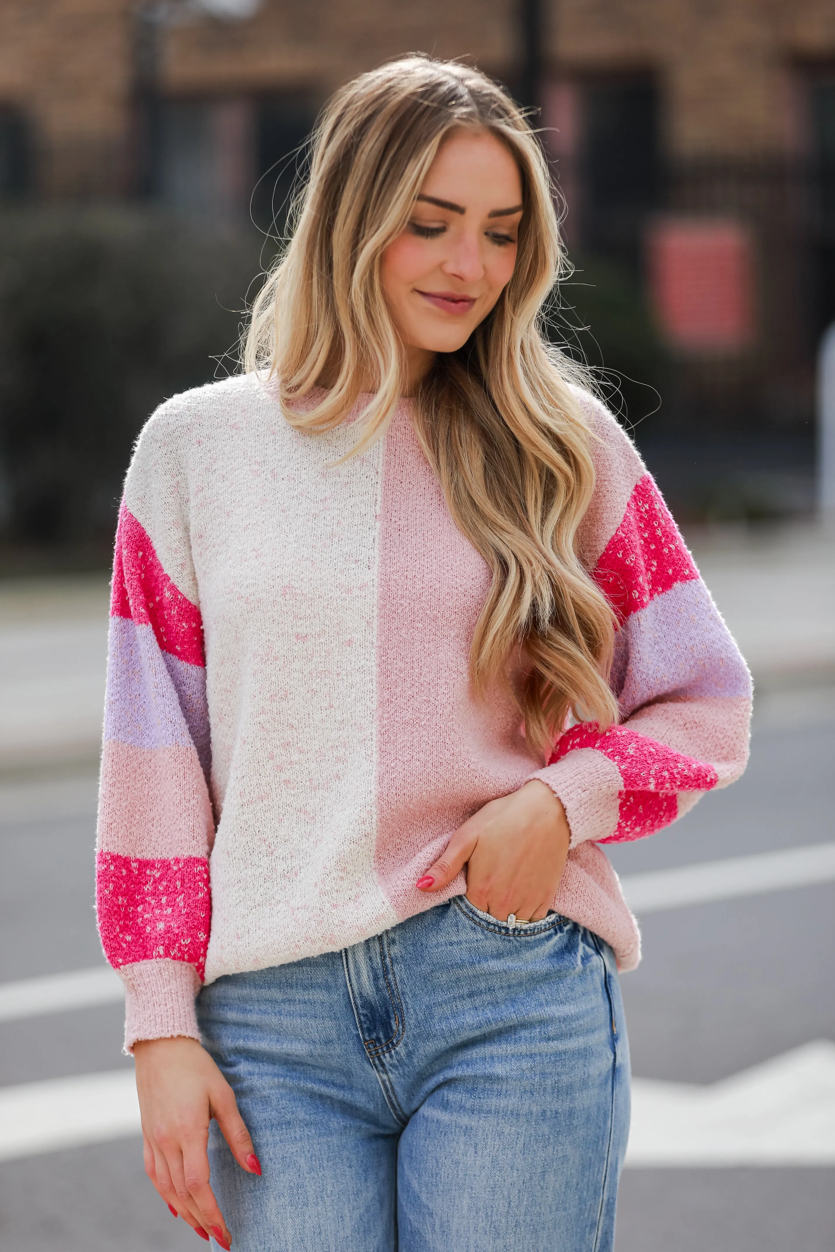 FINAL SALE - Charming Icon Blush Color Block Sweater