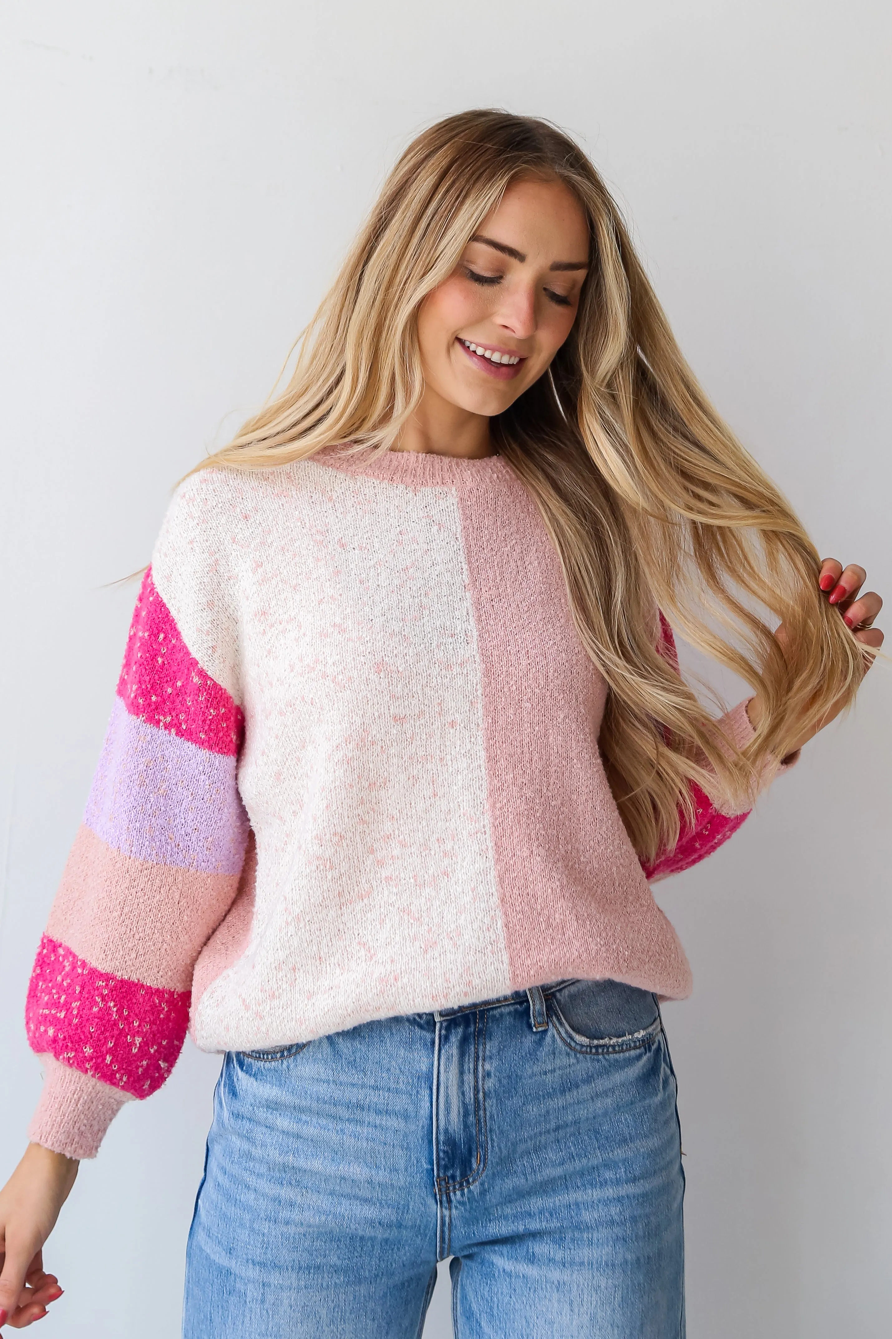 FINAL SALE - Charming Icon Blush Color Block Sweater