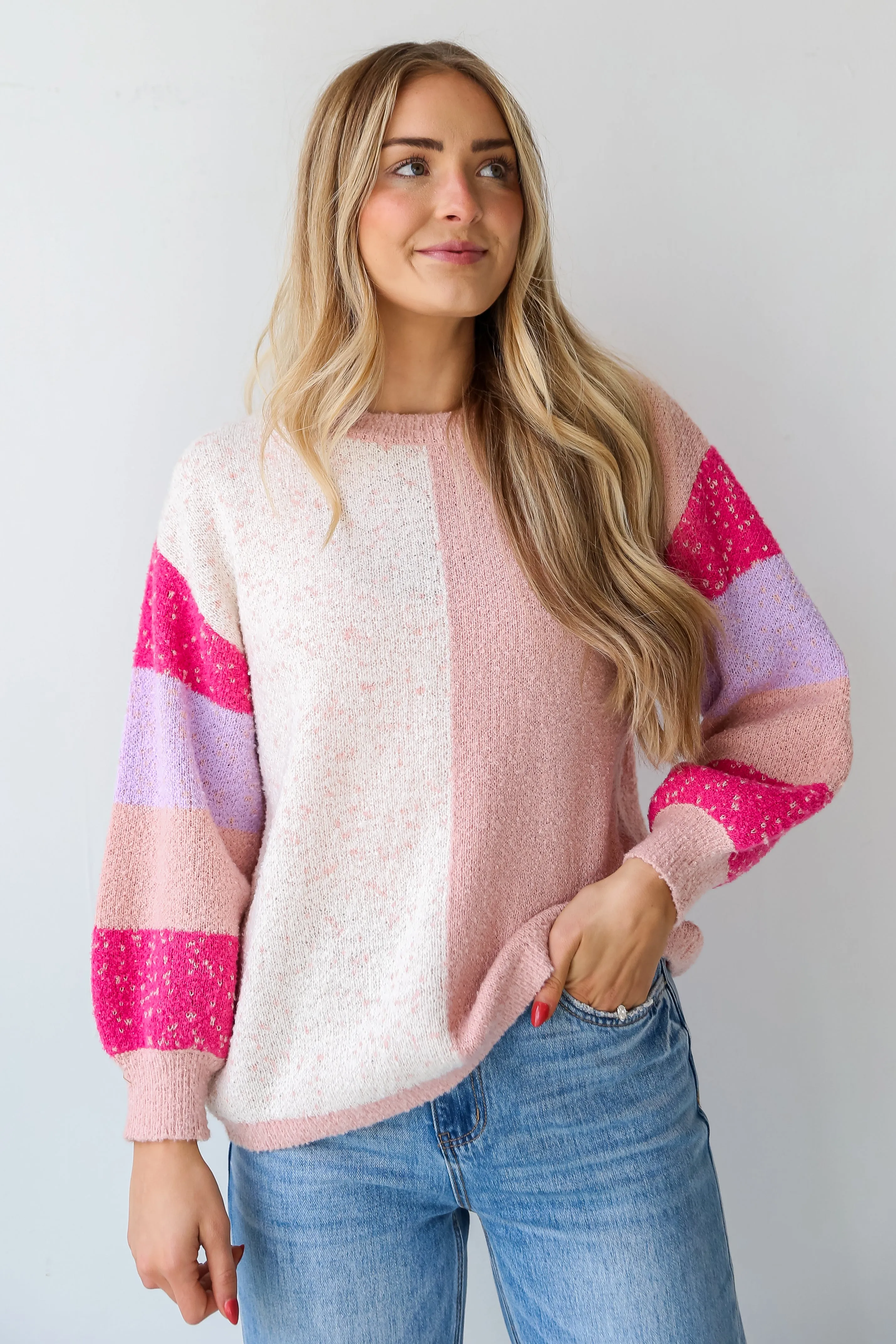 FINAL SALE - Charming Icon Blush Color Block Sweater