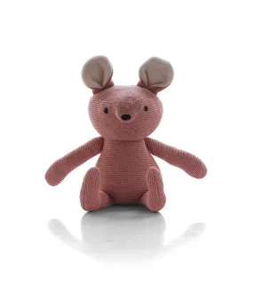 Jerry Mouse Cotton Knitted Stuffed Soft Toy for Babies & Kids (Blush Pink & Ivory)