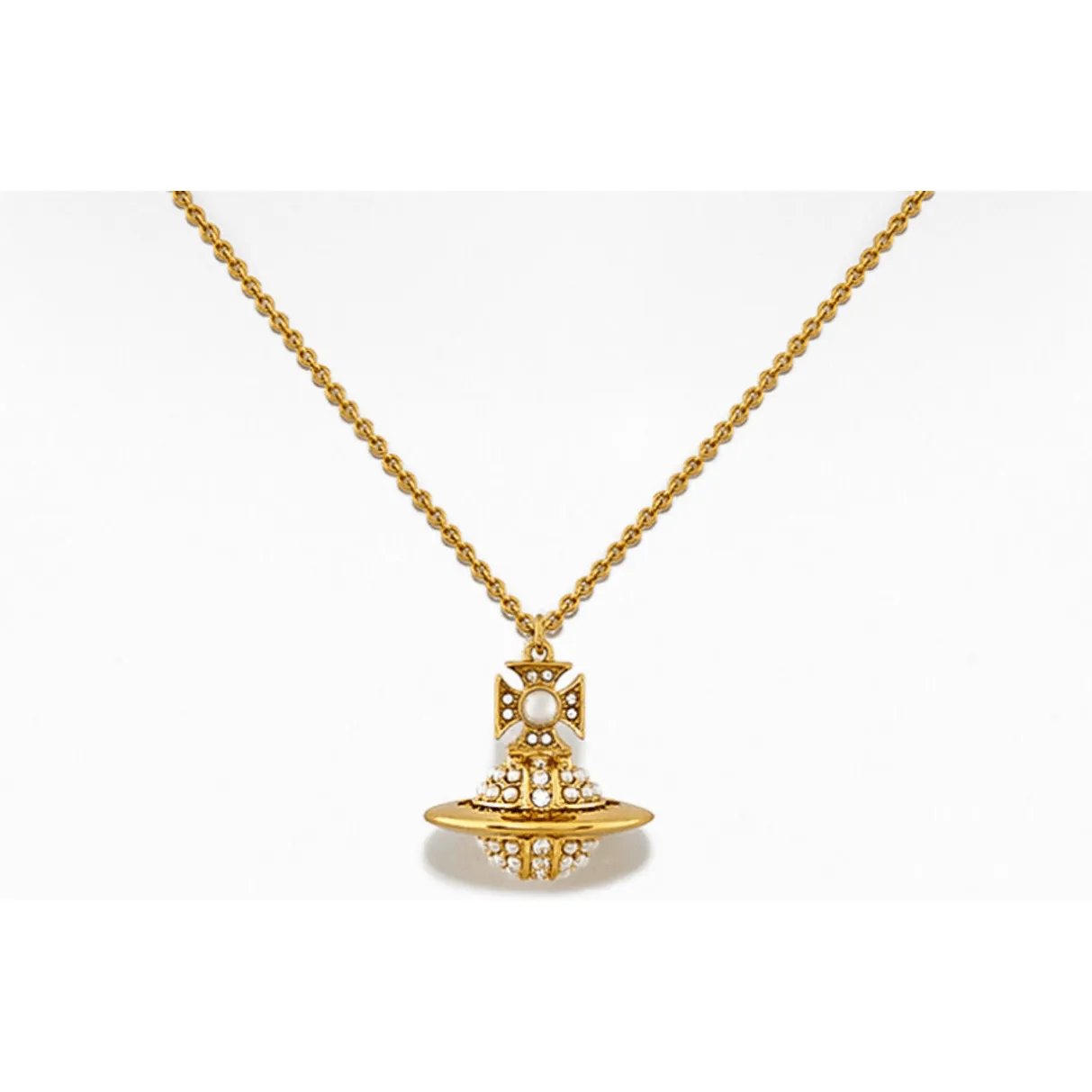 Luzia Long Length Pendant Gold/Cream