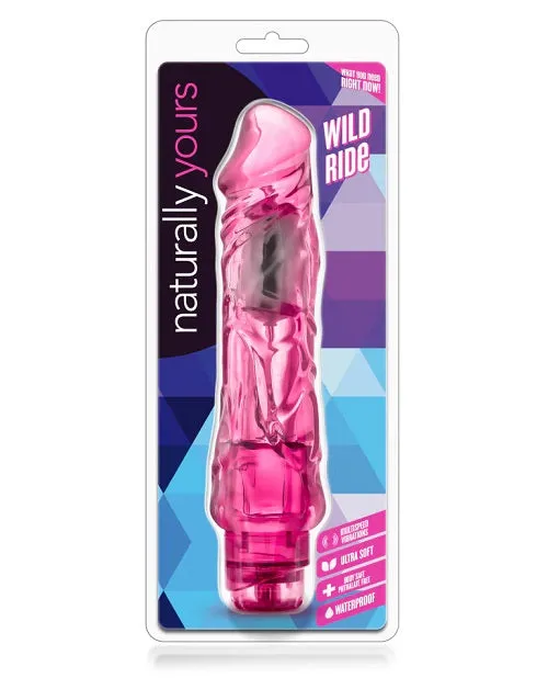 Naturally Yours Wild Ride Vibrating Dildo 9in - Pink