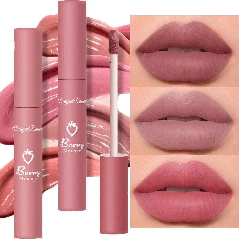 Nude Matte Lip Gloss 12 Colors Long-lasting Velvet Lipstick Waterproof