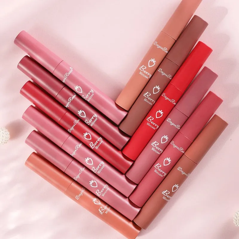 Nude Matte Lip Gloss 12 Colors Long-lasting Velvet Lipstick Waterproof