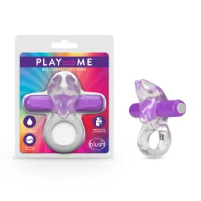 Play With Me Bull Vibrating C-Ring - Clear/Purple Vibrating Cock Ring