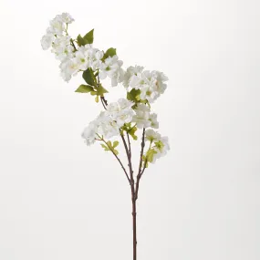 White Cherry Blossom Branch Single Long Stem Faux Floral Spray - 32"