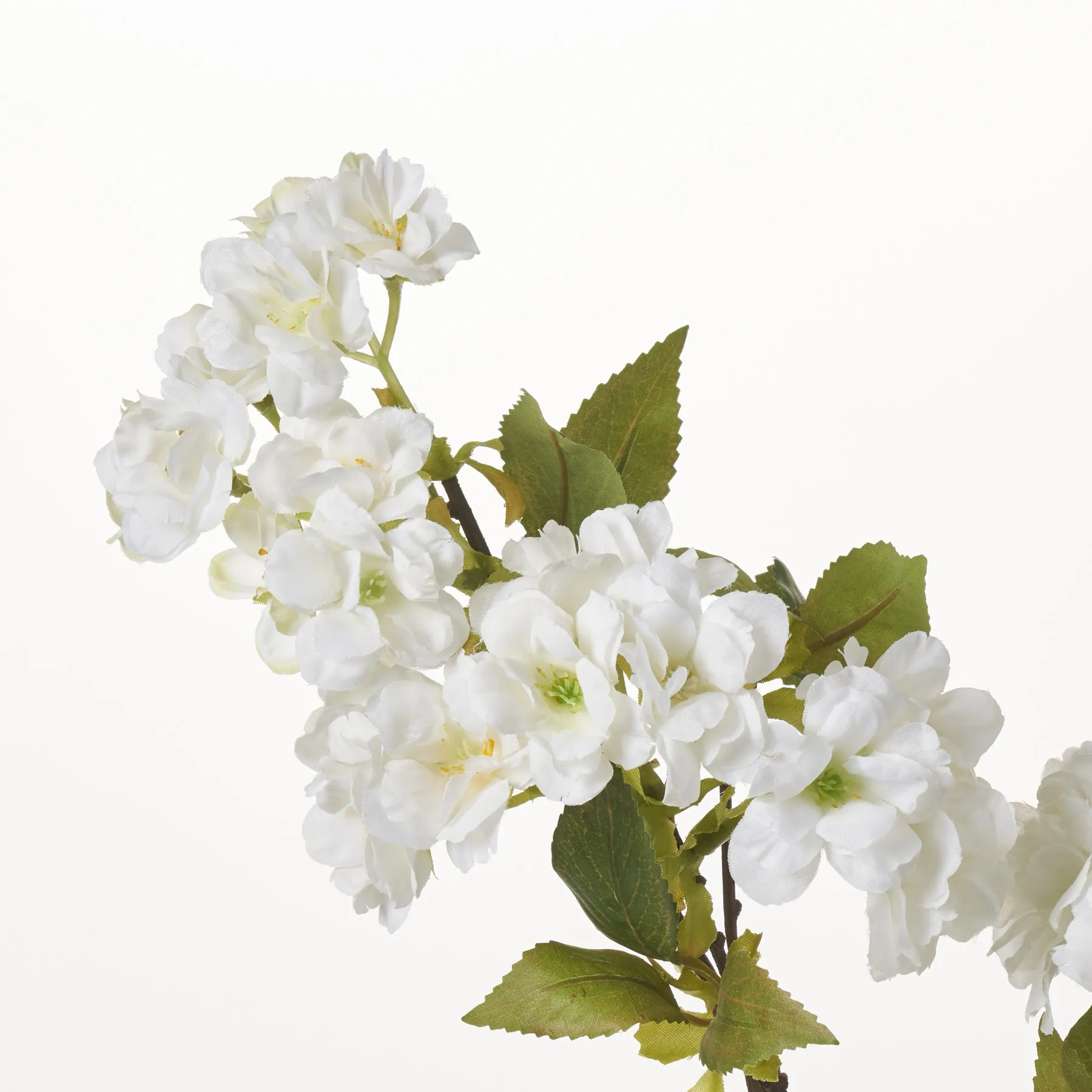 White Cherry Blossom Branch Single Long Stem Faux Floral Spray - 32"